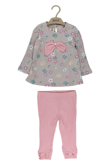 Girly beige floral cotton set Deco 56/636-251125