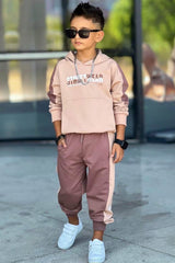 Street tracksuit for boys, beige, unlined, BamBam 60287-251125-1