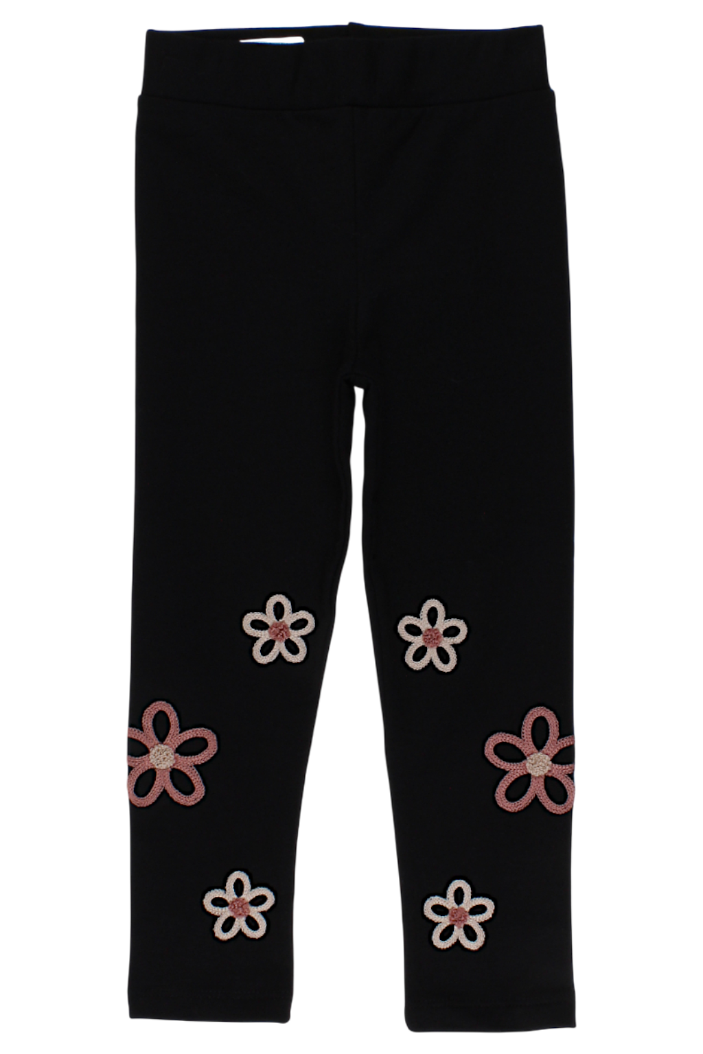 Girls' cotton leggings with embroidery, black Timi 60512-20825