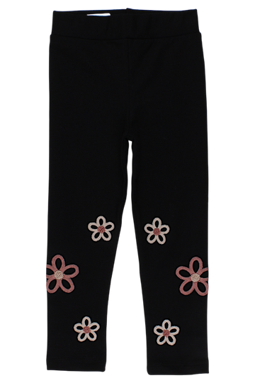 Girls' cotton leggings with embroidery, black Timi 60512-20825