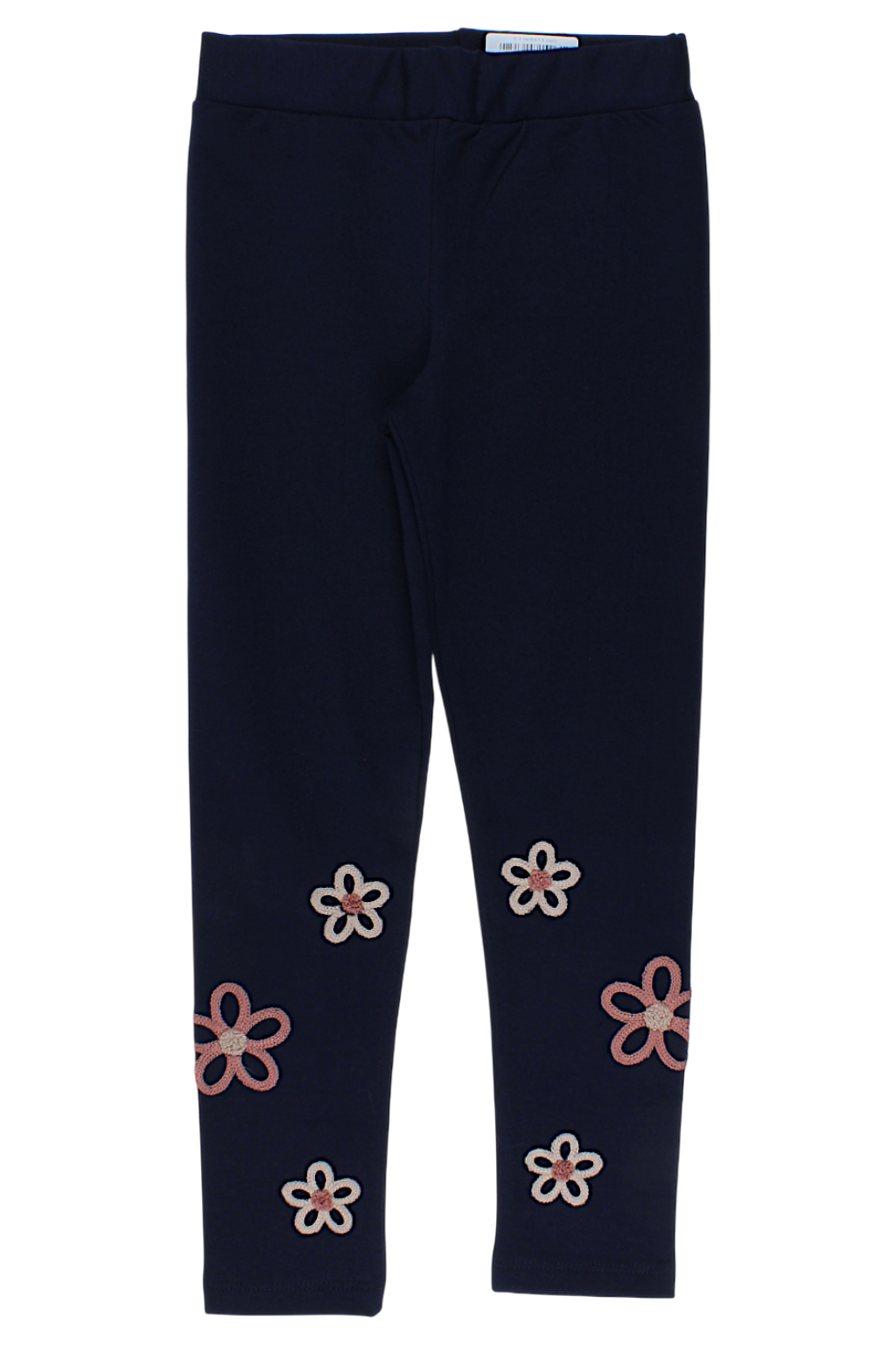 Girls' cotton leggings with embroidery, navy blue, Timi 60512-20825-23