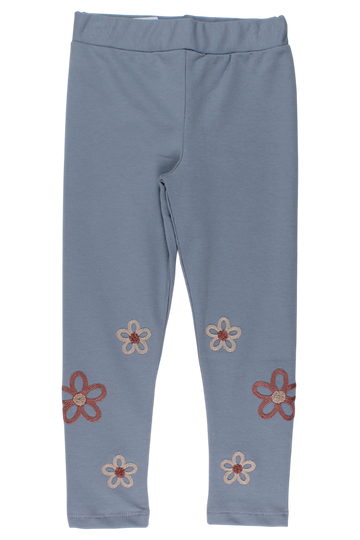 Girls' cotton leggings with embroidery, ash gray Timi 60512-20825