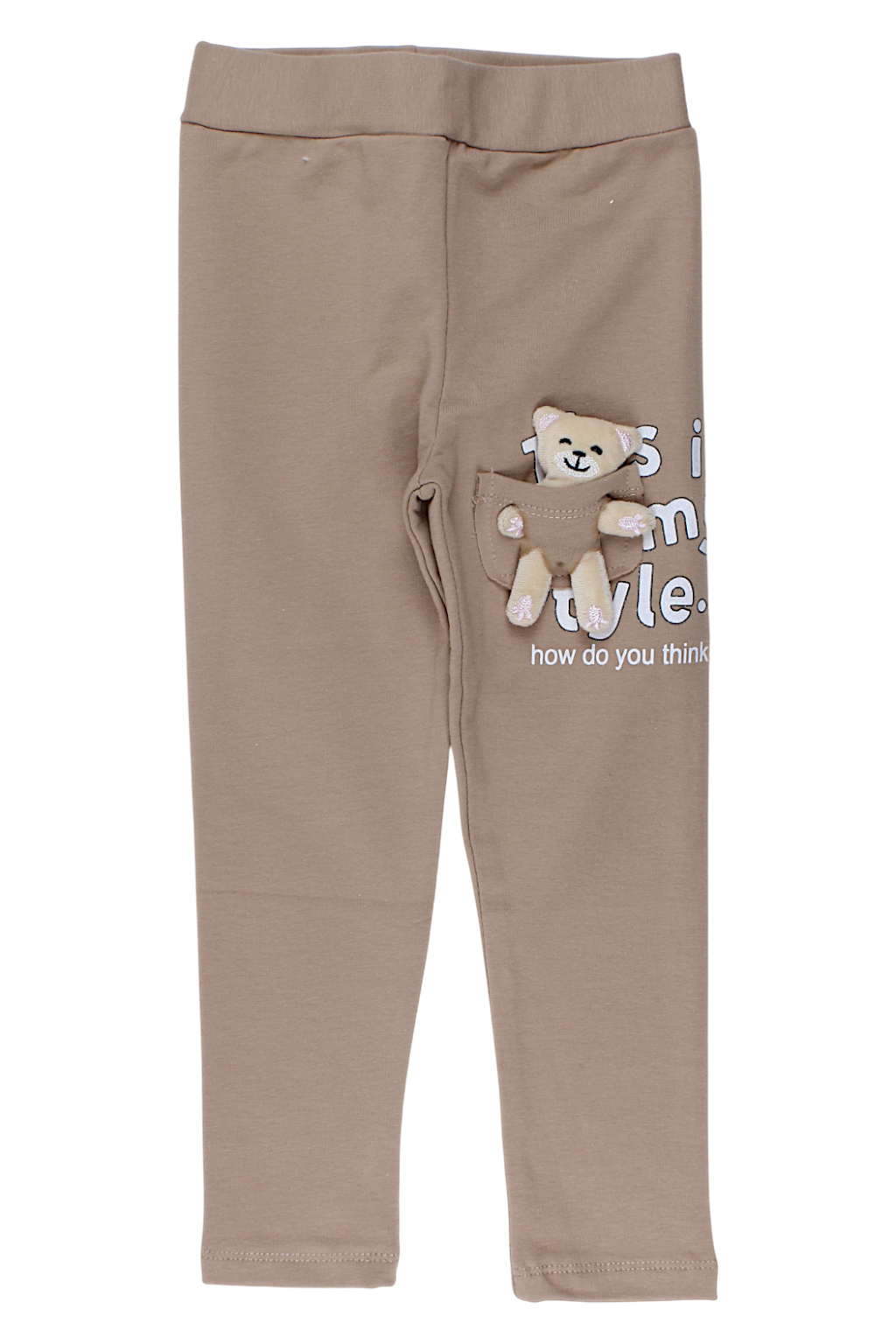 Teddy bear leggings for girls beige Timi 60521-17925-1