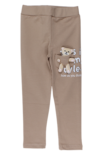 Teddy bear leggings for girls beige Timi 60521-17925-1