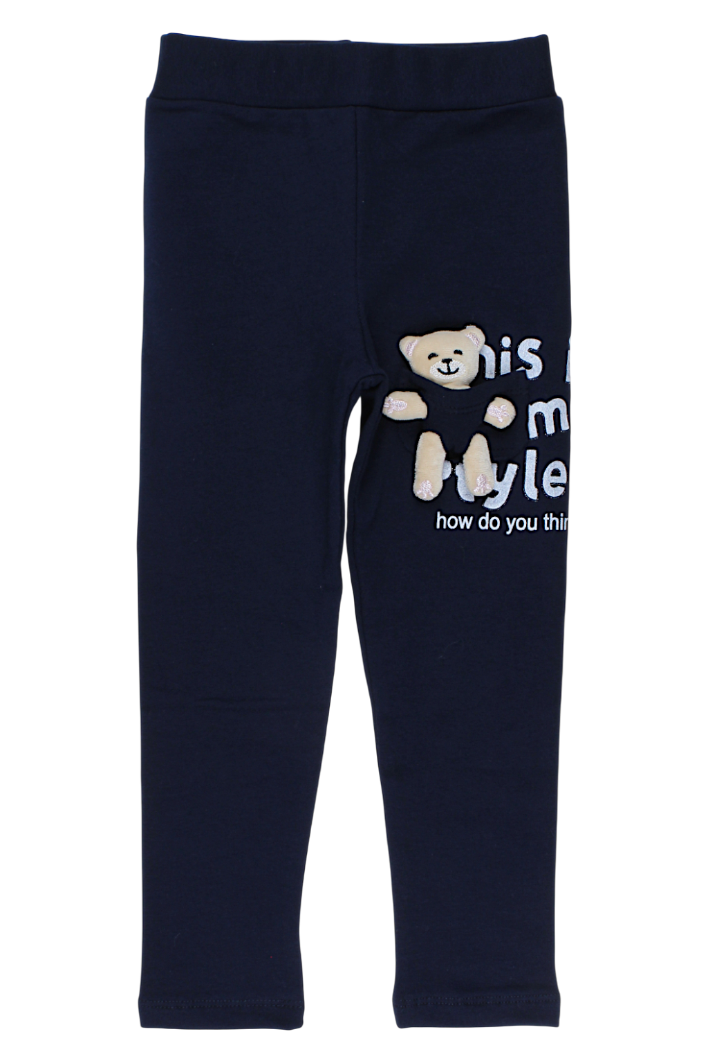 Teddy bear leggings for girls navy blue Timi 60521-17925-23