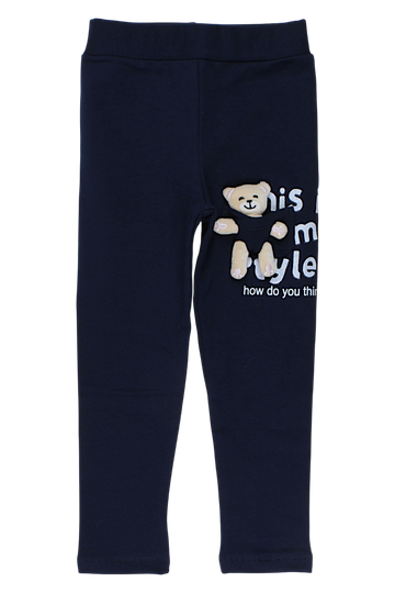 Teddy bear leggings for girls navy blue Timi 60521-17925-23