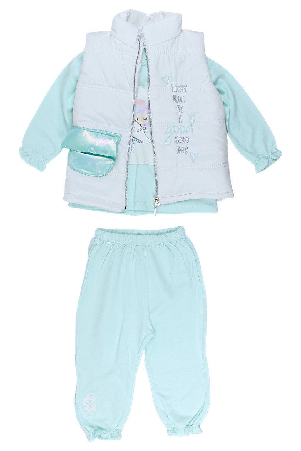 Set with a girl's vest, white Boncuk 6084-6825-3
