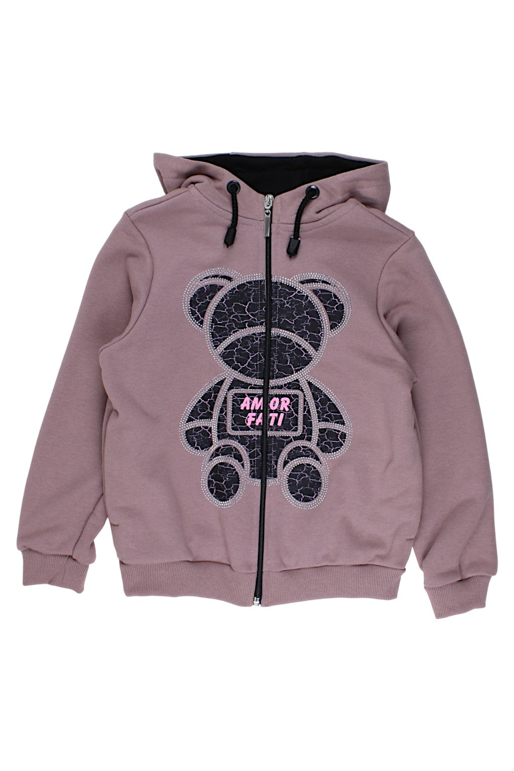 Teddy bear sweatshirt with rhinestones for girls, beige, Guliwerkids 6261-26925-1