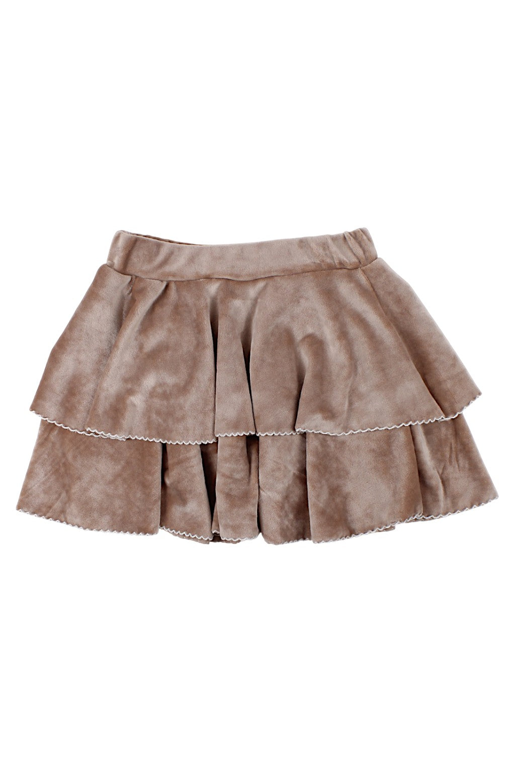 Velvet skirt with ruffles for girls, beige, Timi 64506-81025-1