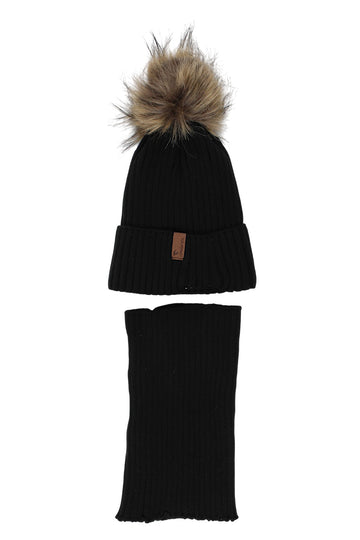 Boy's hat and scarf set, black, Agbo 6499-221025
