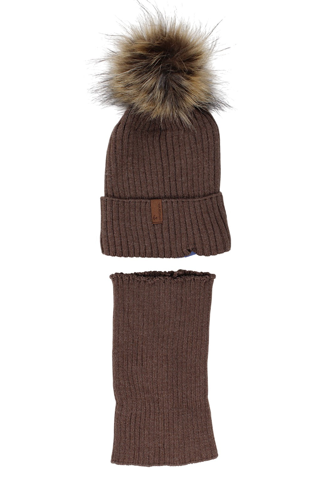 Boy's hat and scarf set chocolate Agbo 6499-221025