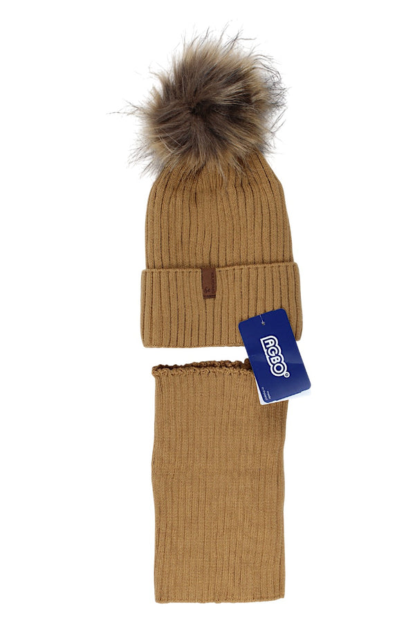 Boy's hat and scarf set mustard Agbo 6499-221025