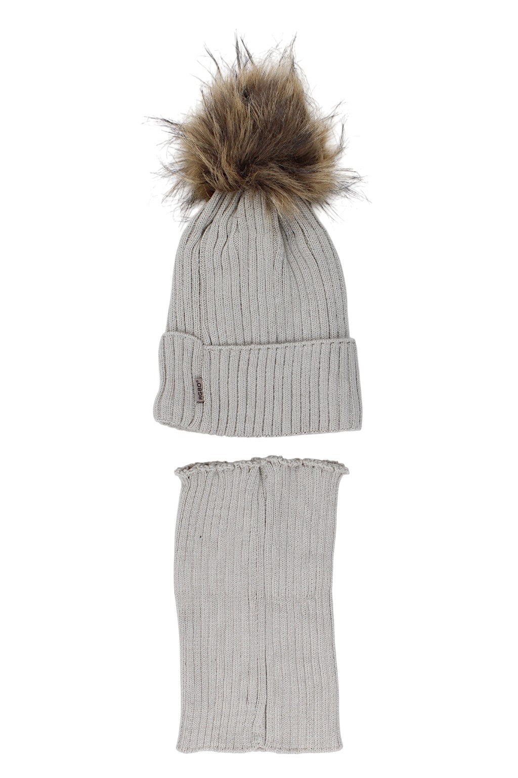 Boy's hat and scarf set, ash gray, Agbo 6499-221025