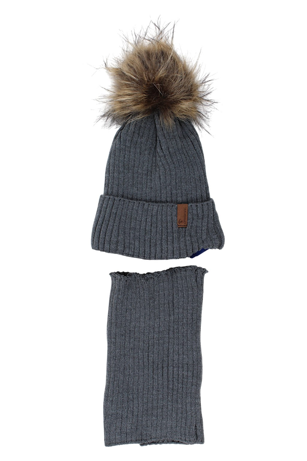 Boy's hat and scarf set, gray, Agbo 6499-221025