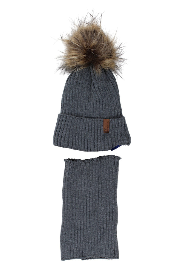 Boy's hat and scarf set, gray, Agbo 6499-221025