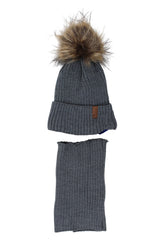 Boy's hat and scarf set, gray, Agbo 6499-221025