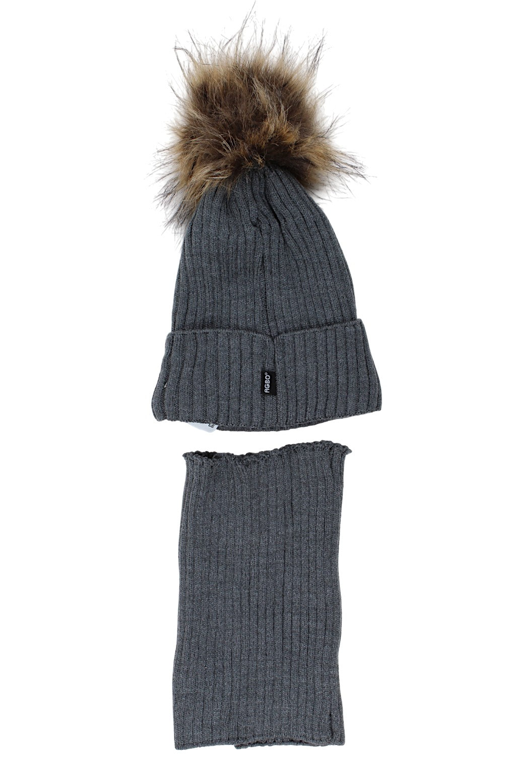 Boy's hat and scarf set, gray, Agbo 6499-221025