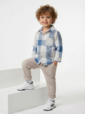 Koszula krata chłopięca beż Mimi 4190-21326