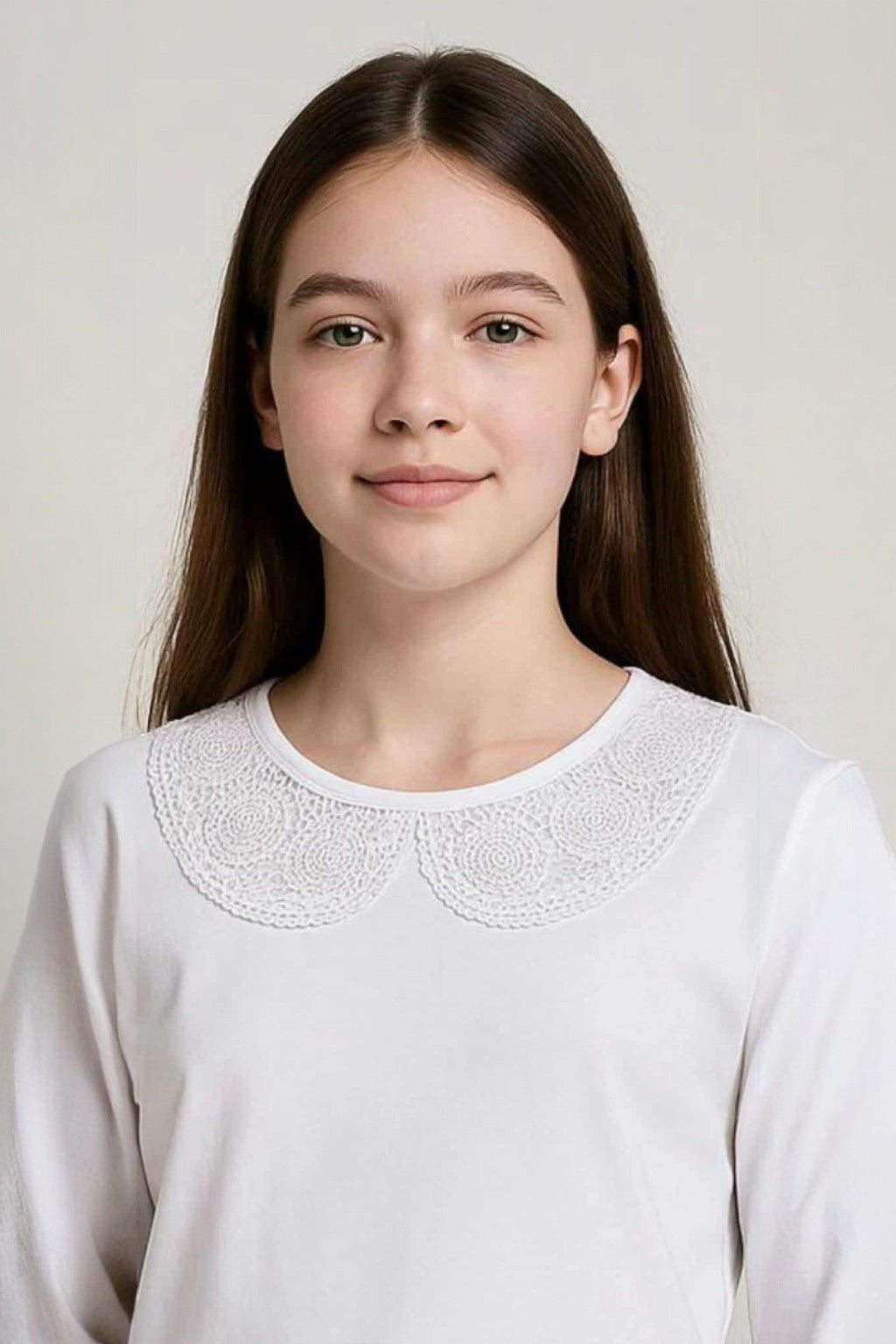 Girls' blouse with collar white Breeze 6762-20825