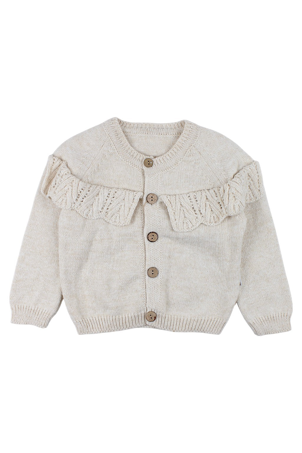 Beige ruffle cardigan for girls Becol 7049-19825-1
