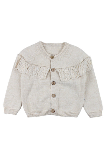 Beige ruffle cardigan for girls Becol 7049-19825-1