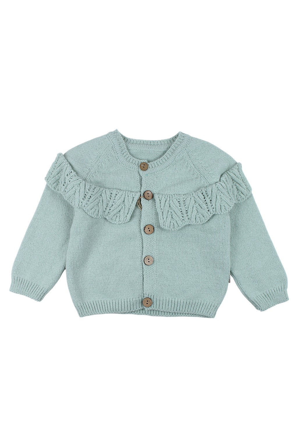 Girls' cardigan with ruffles, sage, Becol 7049-251125