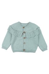 Girls' cardigan with ruffles, sage, Becol 7049-251125