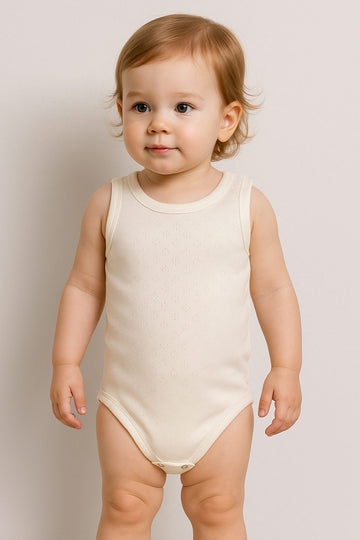 Girls' bodysuit with straps, cream, Breeze 17114-3625-28