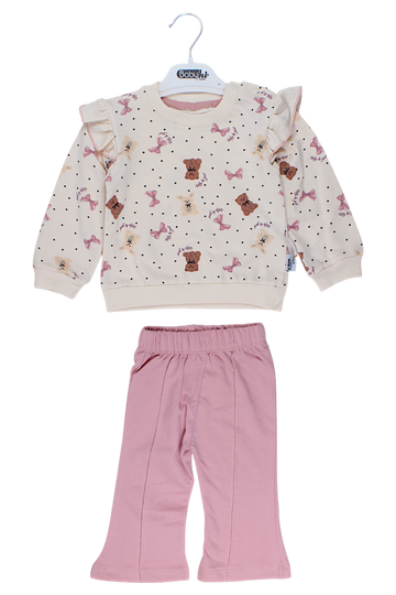 Teddy bears and bows set for girls, powder pink, Babyhi 734-28825