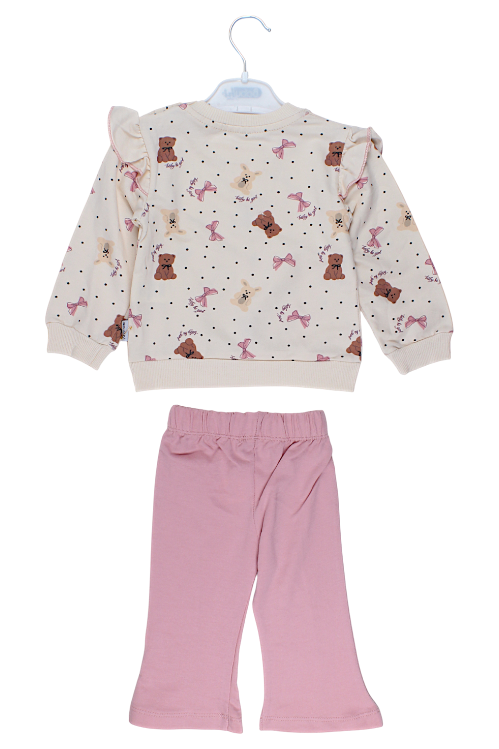 Teddy bears and bows set for girls, powder pink, Babyhi 734-28825