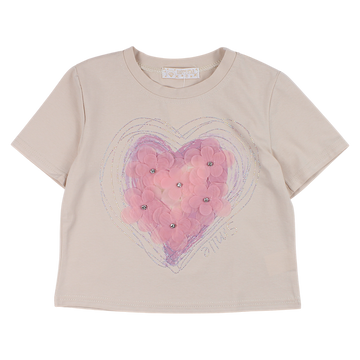 Girl's Beige Heart Blouse Happy Star 7792-15425