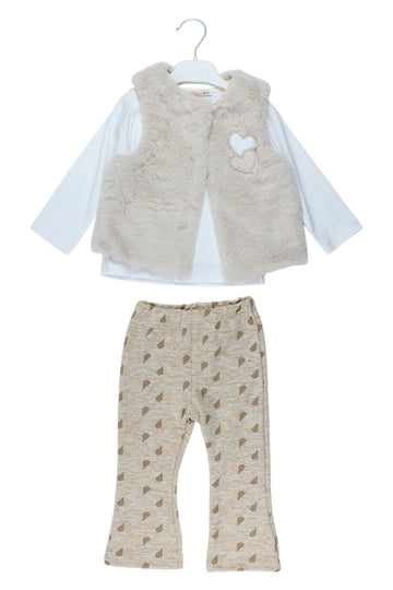 3-piece set with vest, girls' beige, Baby Rose 7844-241025-1