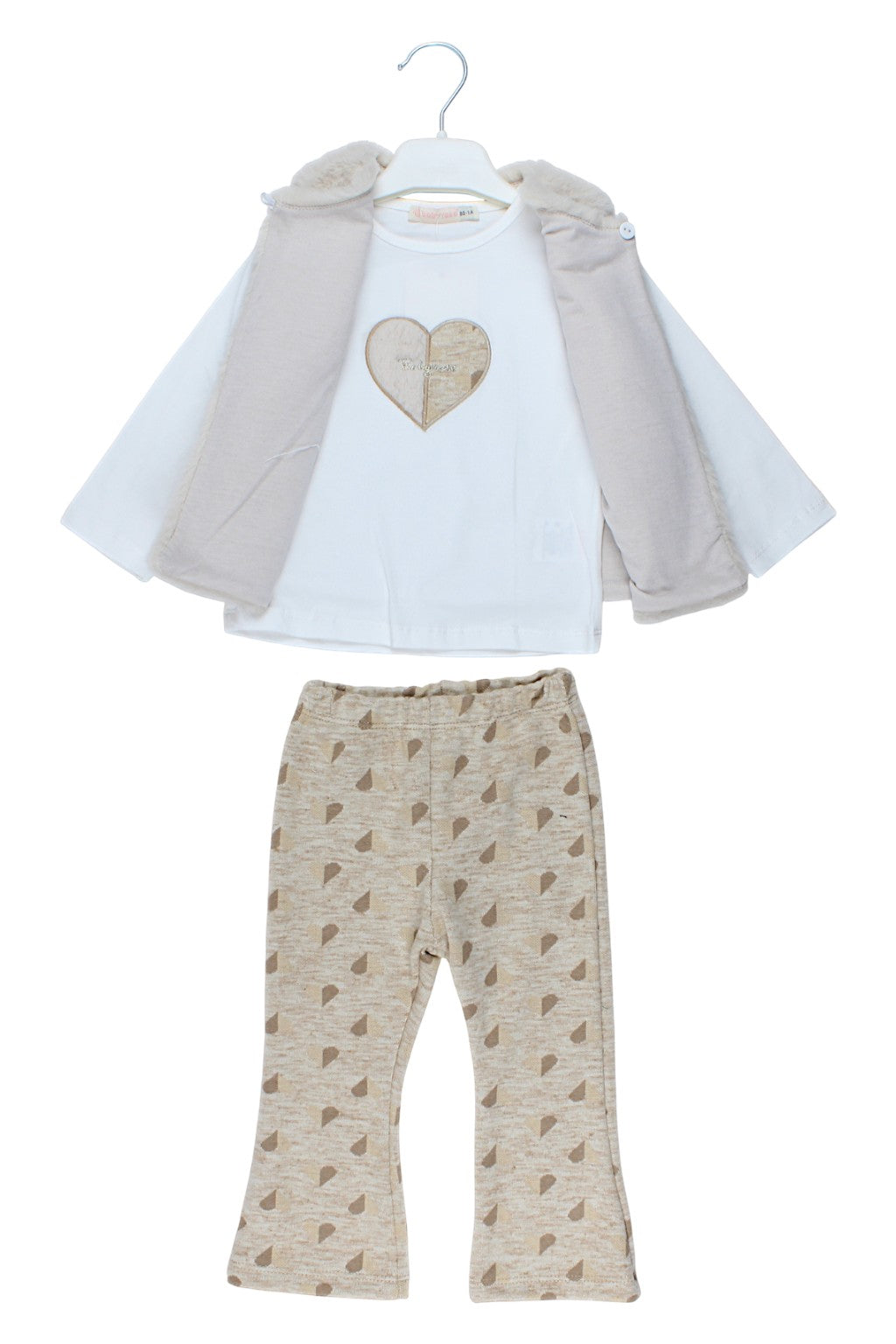 3-piece set with vest, girls' beige, Baby Rose 7844-241025-1
