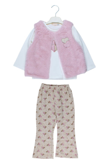3-piece set with vest, girly pink, Baby rose 7844-241025