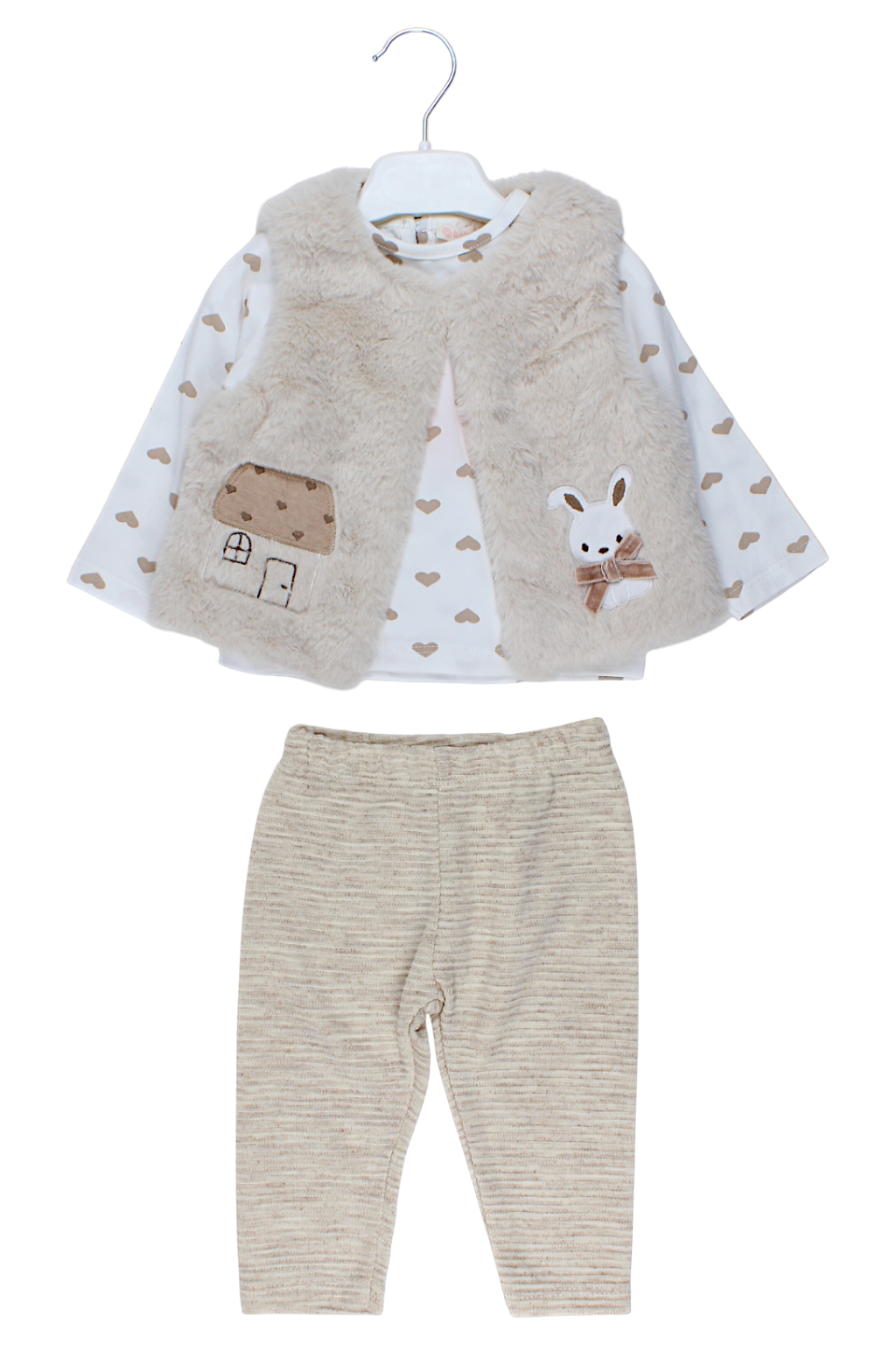 3-piece heart set, girly beige, Baby Rose 7851-11925