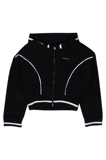 Girls' zip-up sweatshirt, black, Bermini 8076-28825