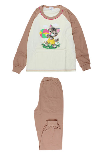 Beige girls' pajamas Sukces 8096-221025