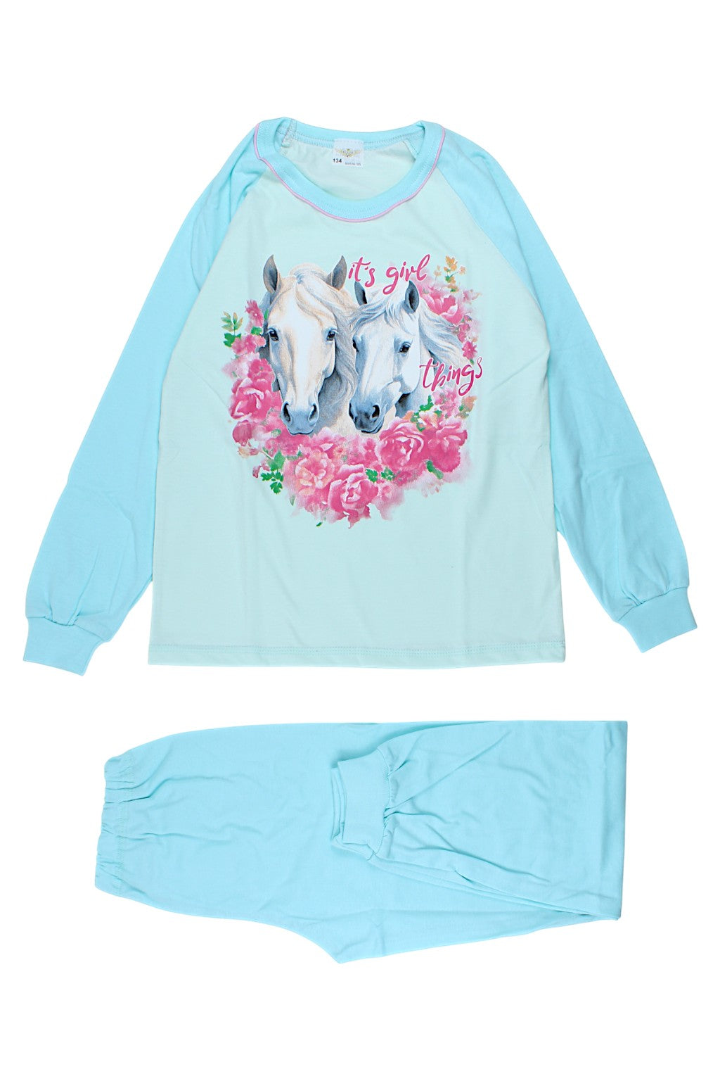 Girls' horse pajamas turquoise Sukces 8100-221025