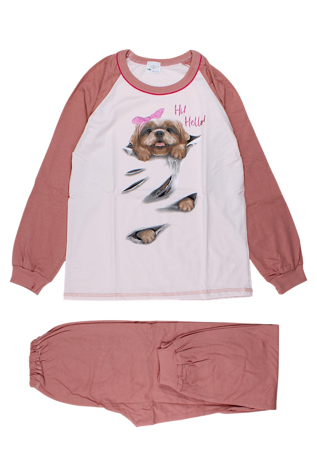 Girls' pajamas, dusty pink, Sukces 8101-221025