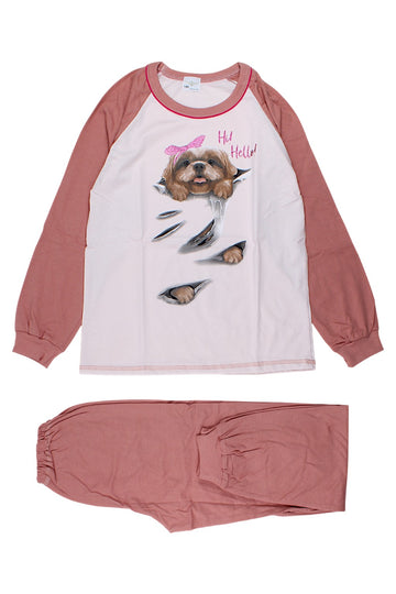 Girls' pajamas, dusty pink, Sukces 8101-221025