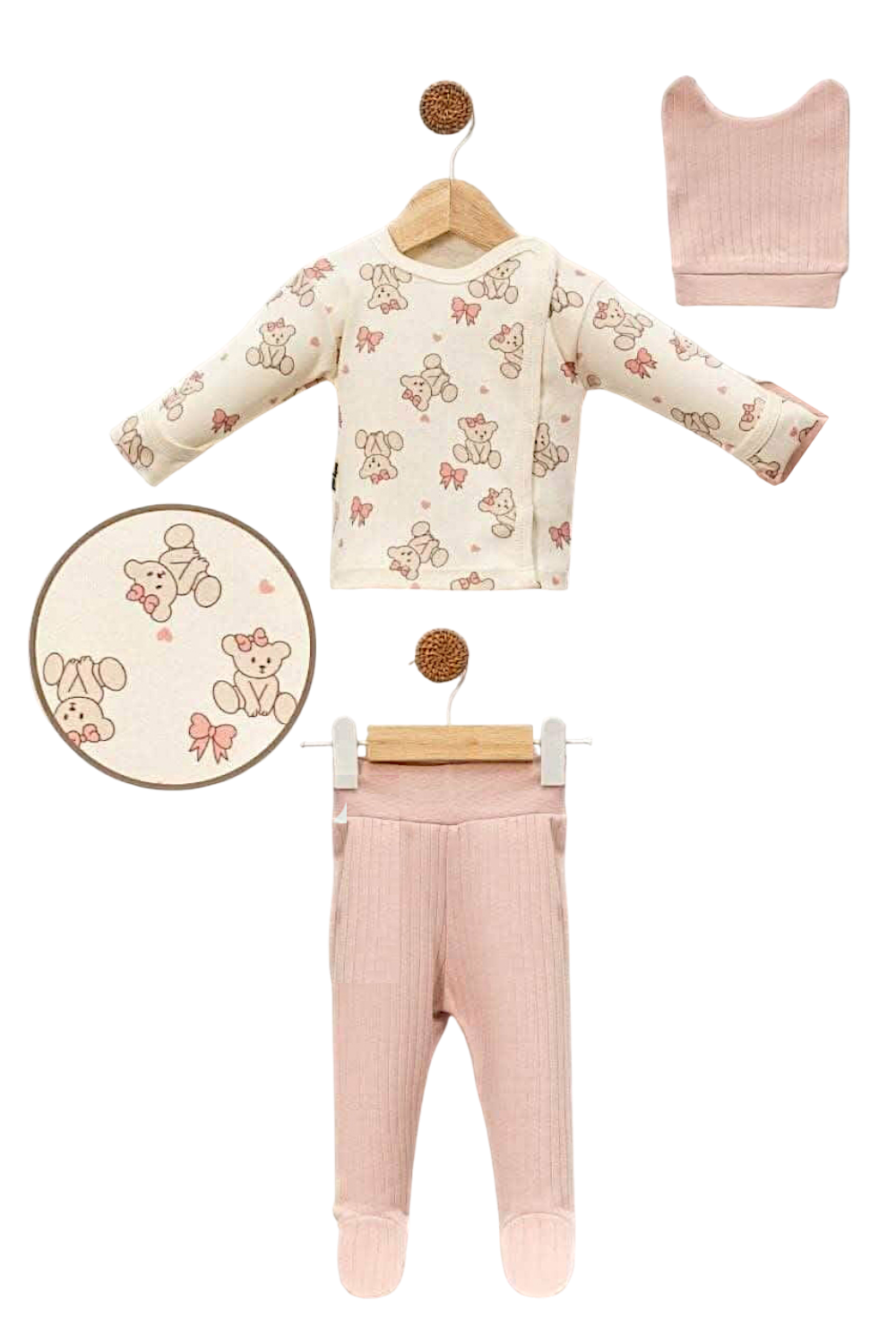 Girls' layette set, dusty pink, Bebycan 9415-251125