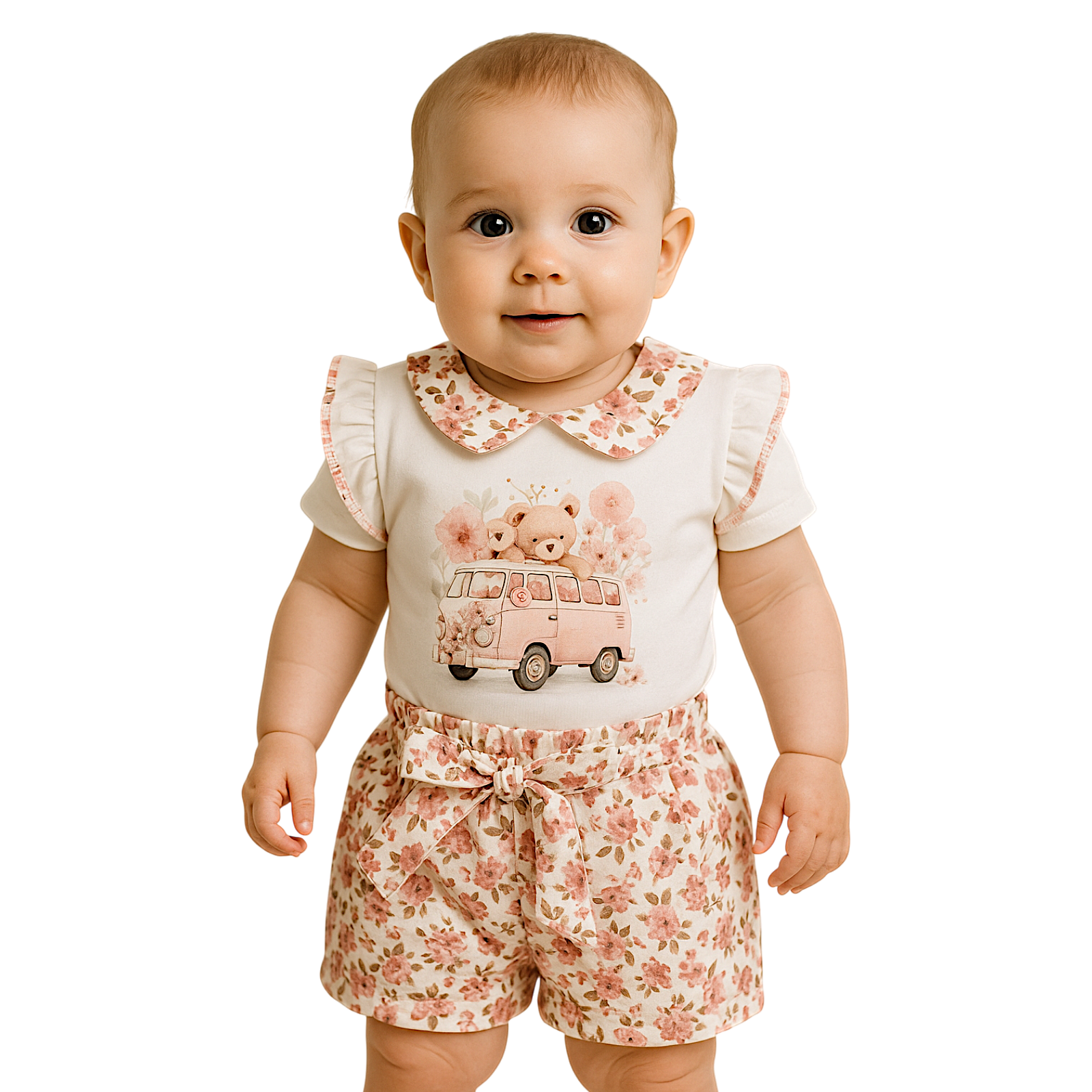 Murat Baby Pink Bodysuit and Shorts Set 9607-30525-40