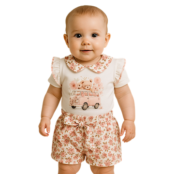 Murat Baby Pink Bodysuit and Shorts Set 9607-30525-40