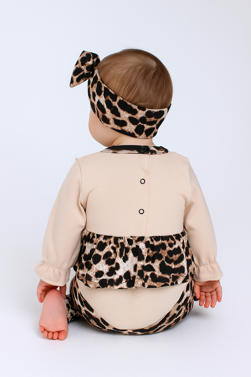 Beige Murat Baby 9661-5625-1 girl's bodysuit with headband