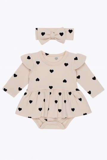 Girl's beige dress-body with headband Murat Baby 9667-16725