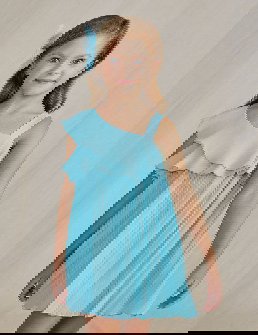 Abel & Lula 22-05049-063 Sukienka plisowana dla dziewczynki 5049-63 Turkus -  - #tag1# - #tag2# - #tag3# - #tag4#