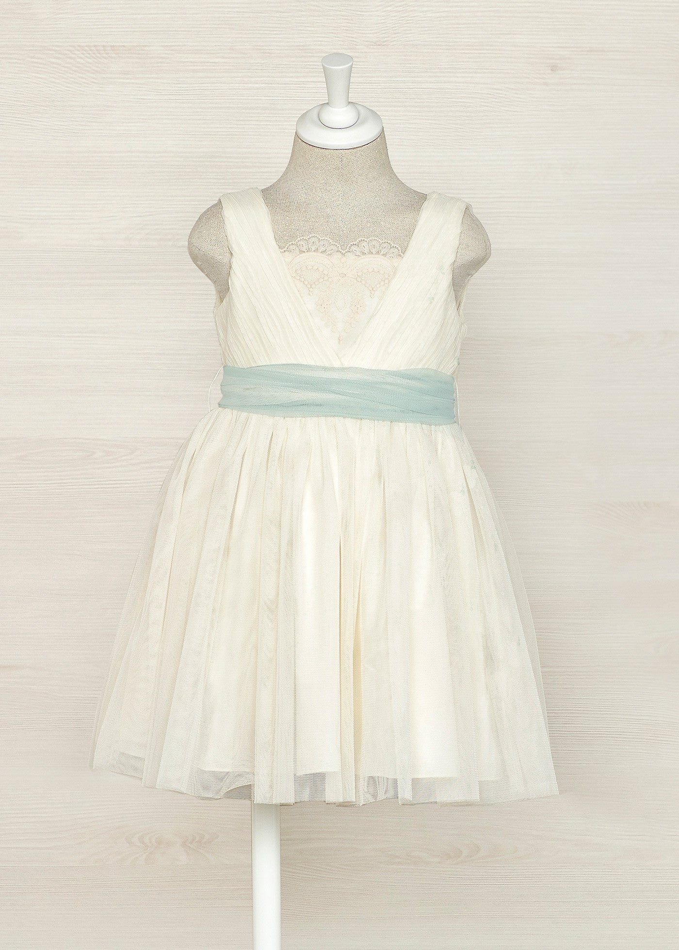 Abel & Lula 5033-4 Sukienka plisowana z tiulem dziewczynka kolor ecru-anise -  - #tag1# - #tag2# - #tag3# - #tag4#