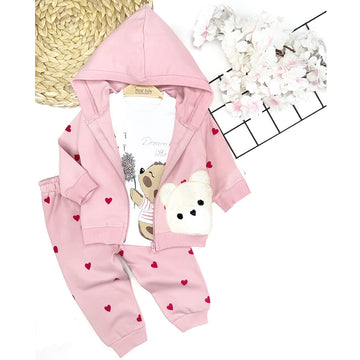 Tracksuit 3 pieces thin teddy bear girl heather Murat Baby 8388-13924