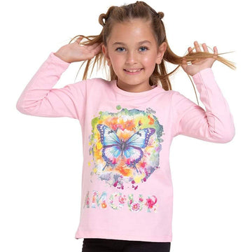 Cotton blouse butterfly girl pink Dassi 24898-19924