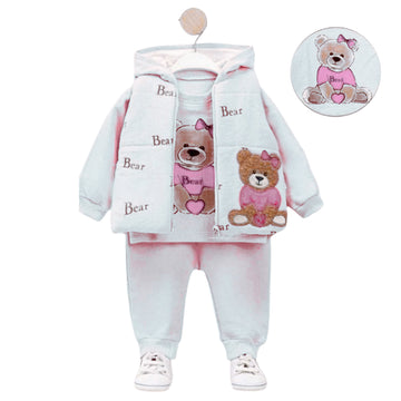3-piece set with vest girl gray Minice 6309-71024